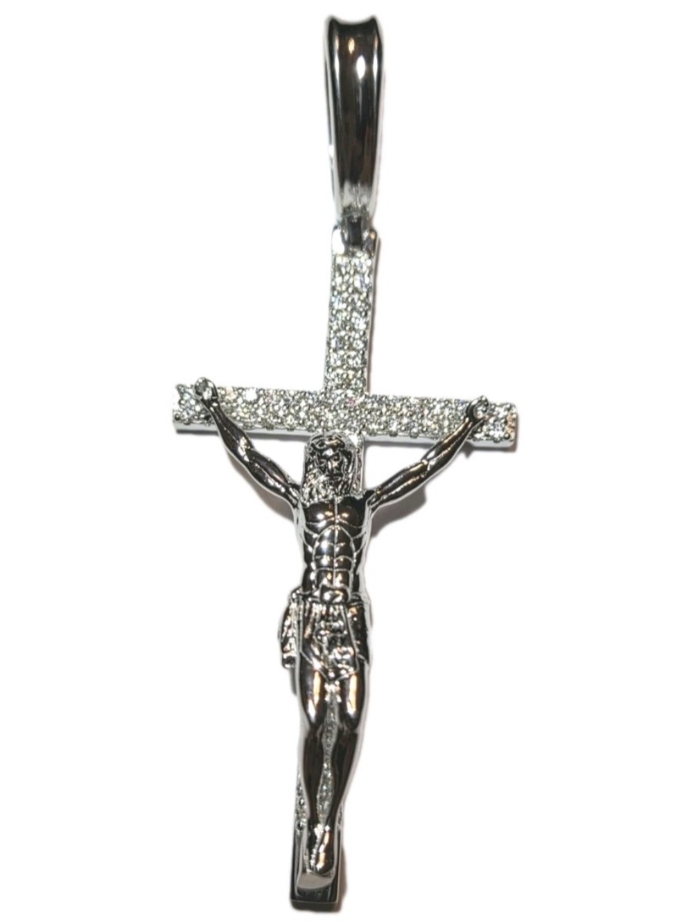Iced Out 3D Jesus On Cross Moissanite Pendant - Real 925 Silver 2" NEW - Picture 4 of 13
